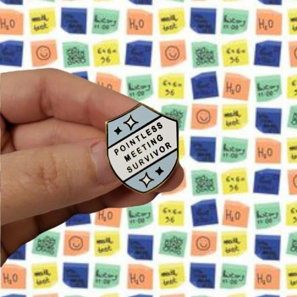 🕐Pointless meeting survivor badge enamel pin - Picture 6 of 7